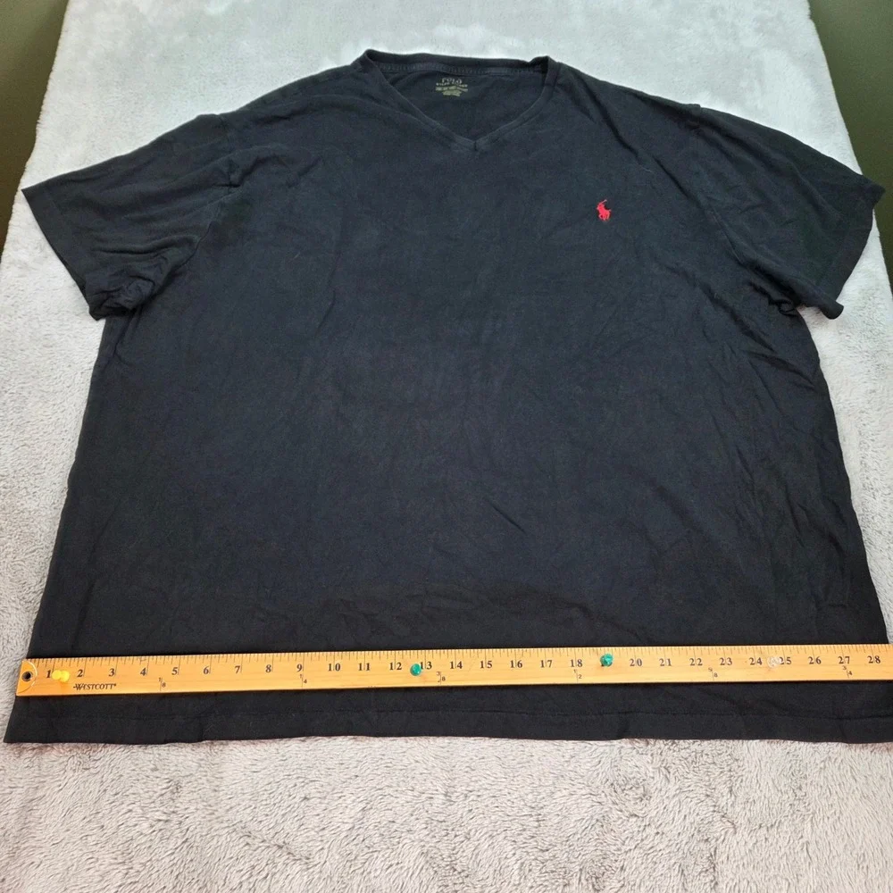 Polo Ralph Lauren V-Neck T-Shirt Mens 3XB Big & Tall Pony Logo Basic Black Tee